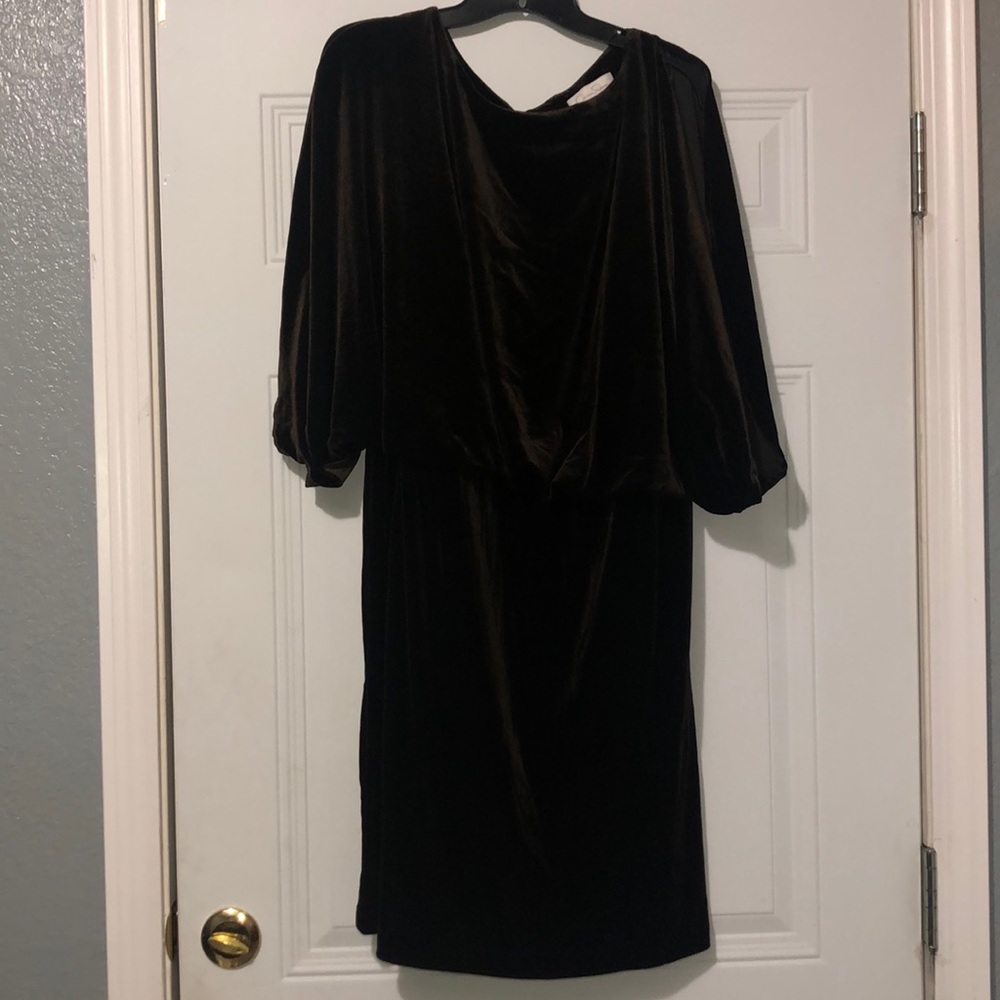 EUC Jessica Simpson Crushed Velvet Chocolate Brown Dress. Size 1X